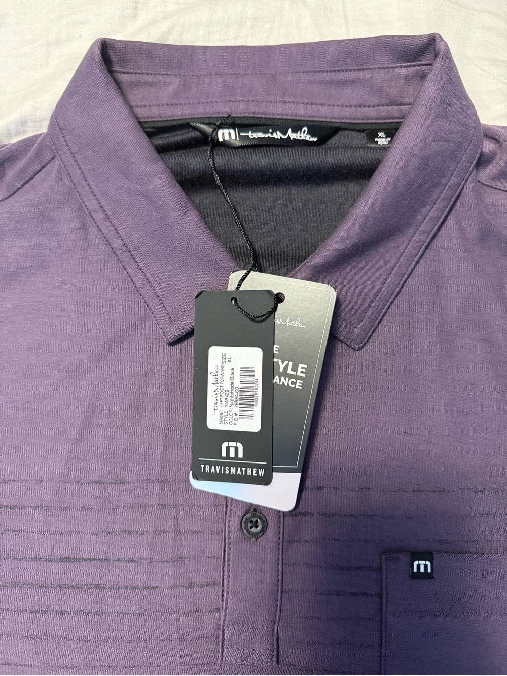 Travis Mathew Men's XL Lavender Polo Performance Golf Shirt